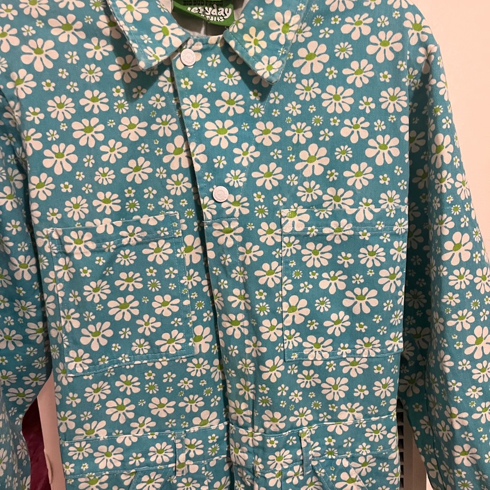 Big Bud Press Blue Floral Jumpsuit (M, worn a bunch- cute + comfy!) LAZY DAISY - Picture 4 of 6